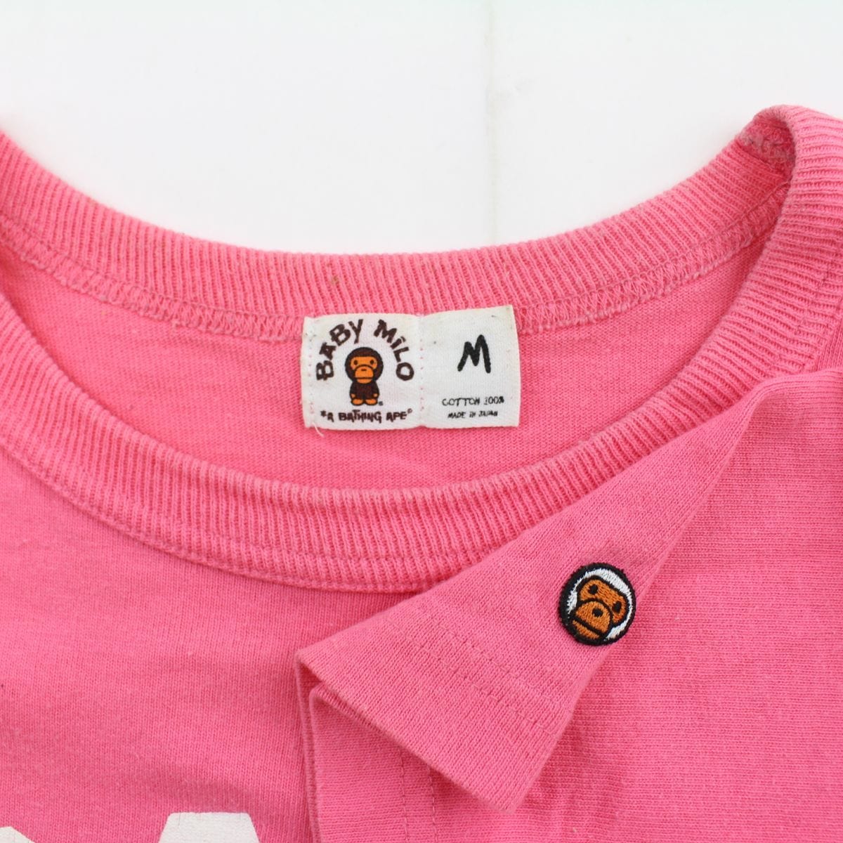 Bape Baby Milo Text Tee Pink - SaruGeneral