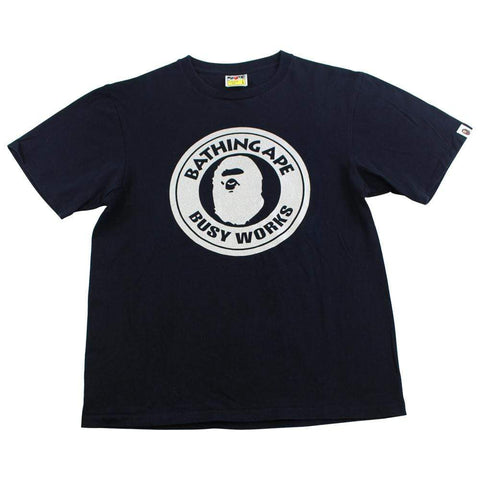 T-shirt Bape argenté à paillettes avec logo Busy Works noir