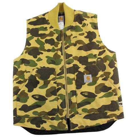 bape x carhartt 1st yellow camo vest 2005-06