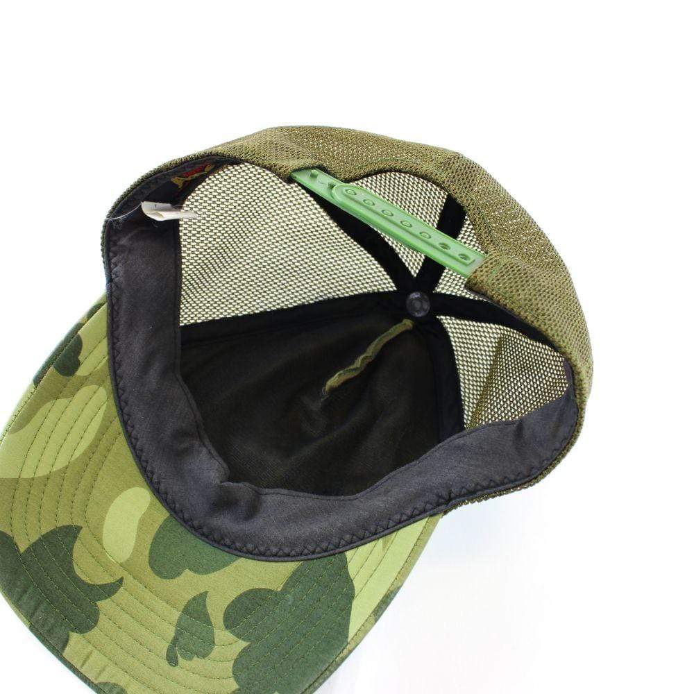 Bape Bathing Ape Text Dark Green Camo Trucker - SaruGeneral