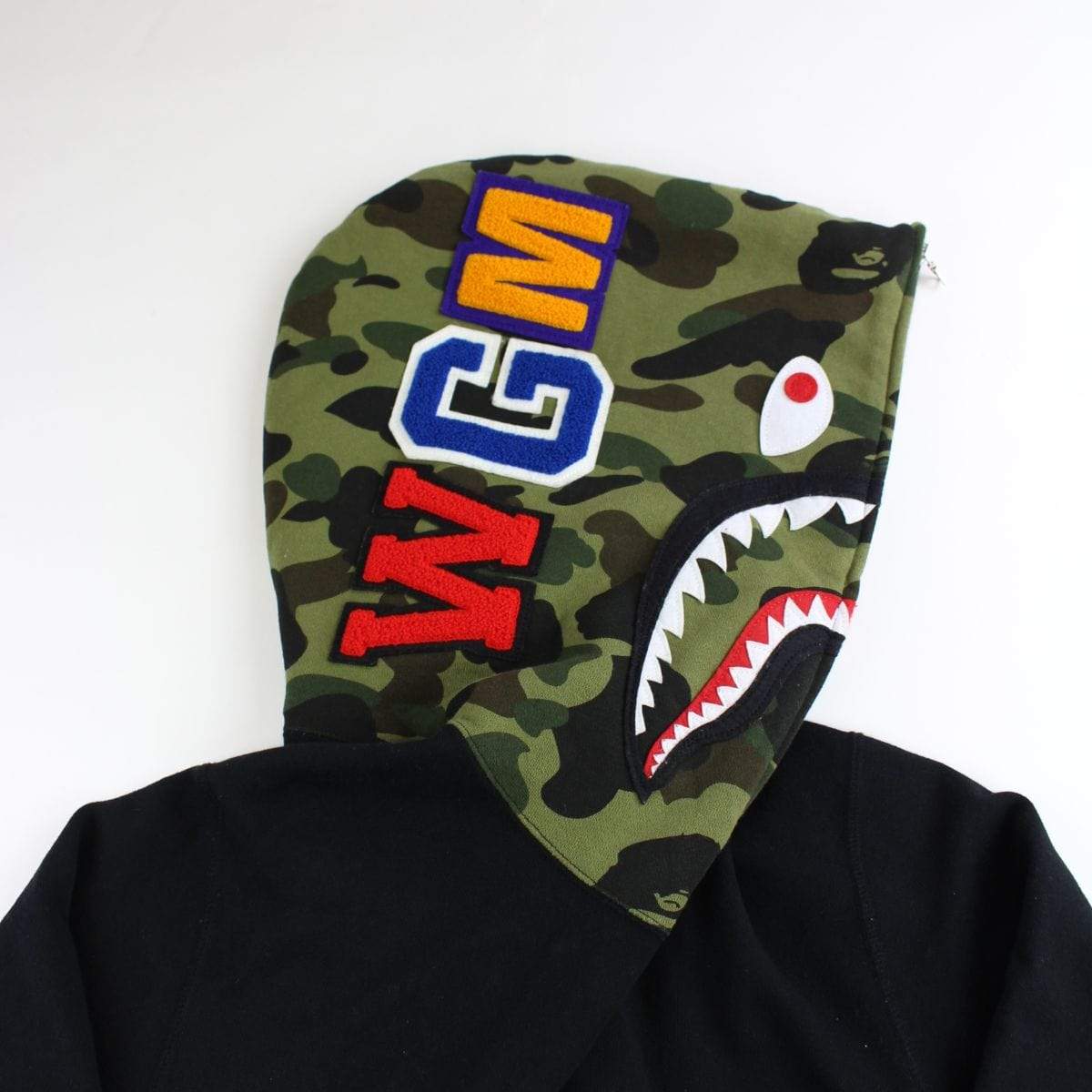 Bape black 1st green camo shark hoodie - SaruGeneral