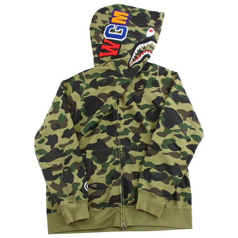 bape 1st green camo allover shark