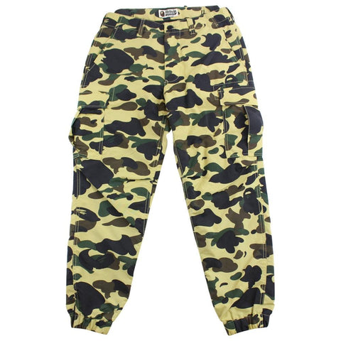 bape 1st yellow camo cargo track pants