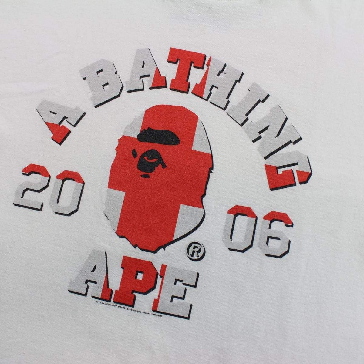 Bape England Flag College Logo Tee White - SaruGeneral