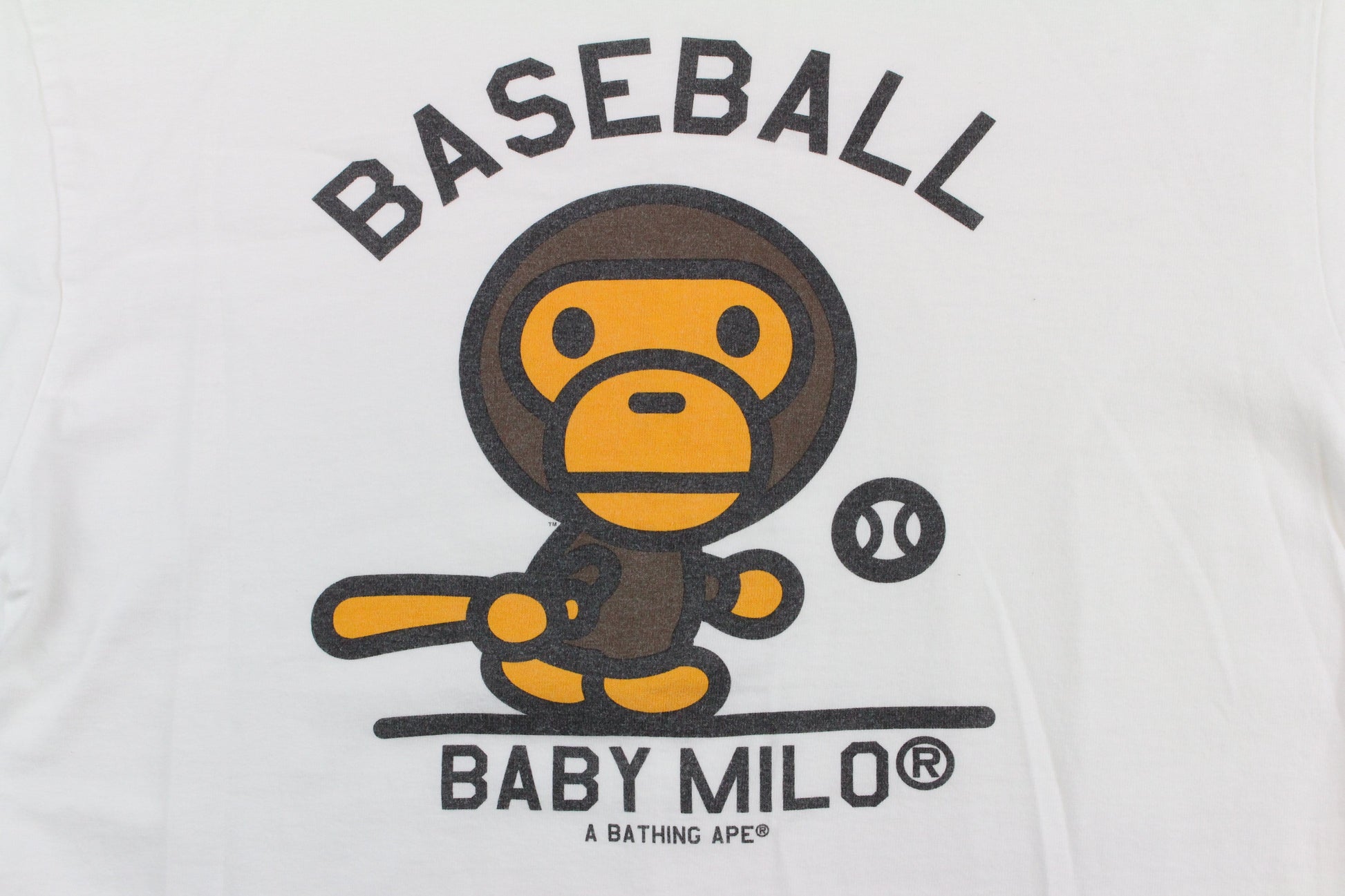 Bape Baby Milo Baseball Tee White - SaruGeneral