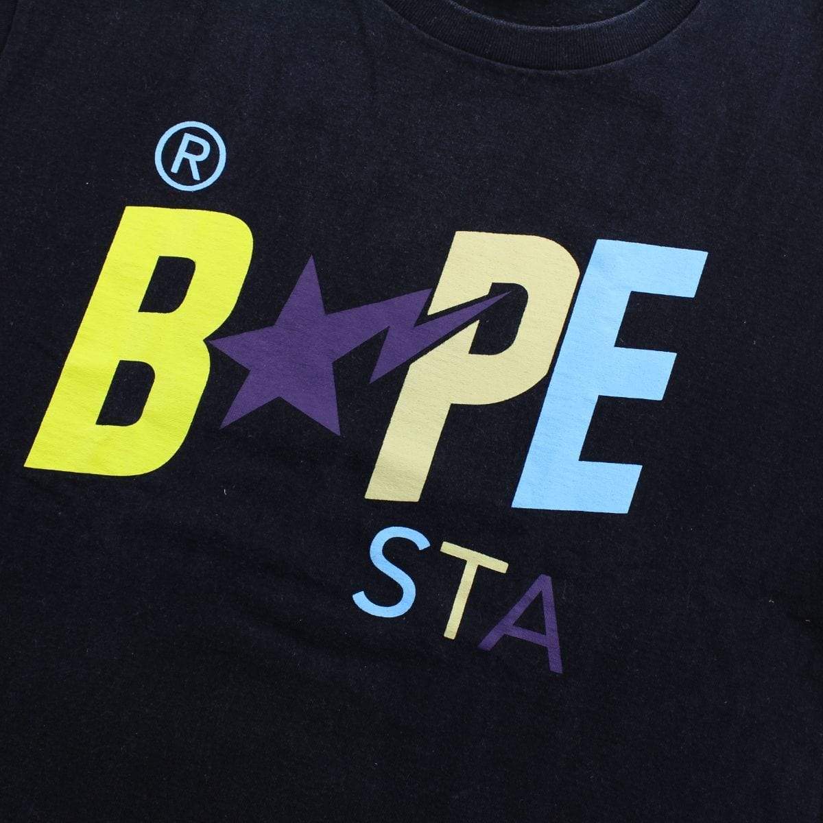 Bape Bapesta Pastel Colours Logo Tee Black - SaruGeneral