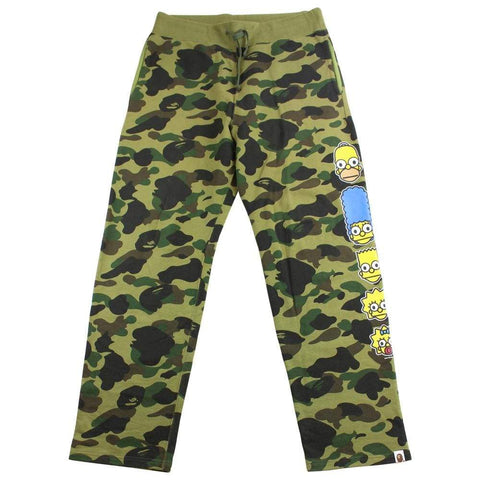 bape x simpsons 1st green camo sweatpants