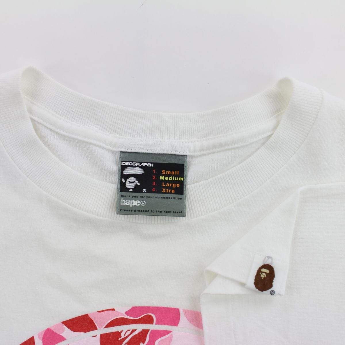 Bape Pink Camo Busy Works Logo Tee White - SaruGeneral