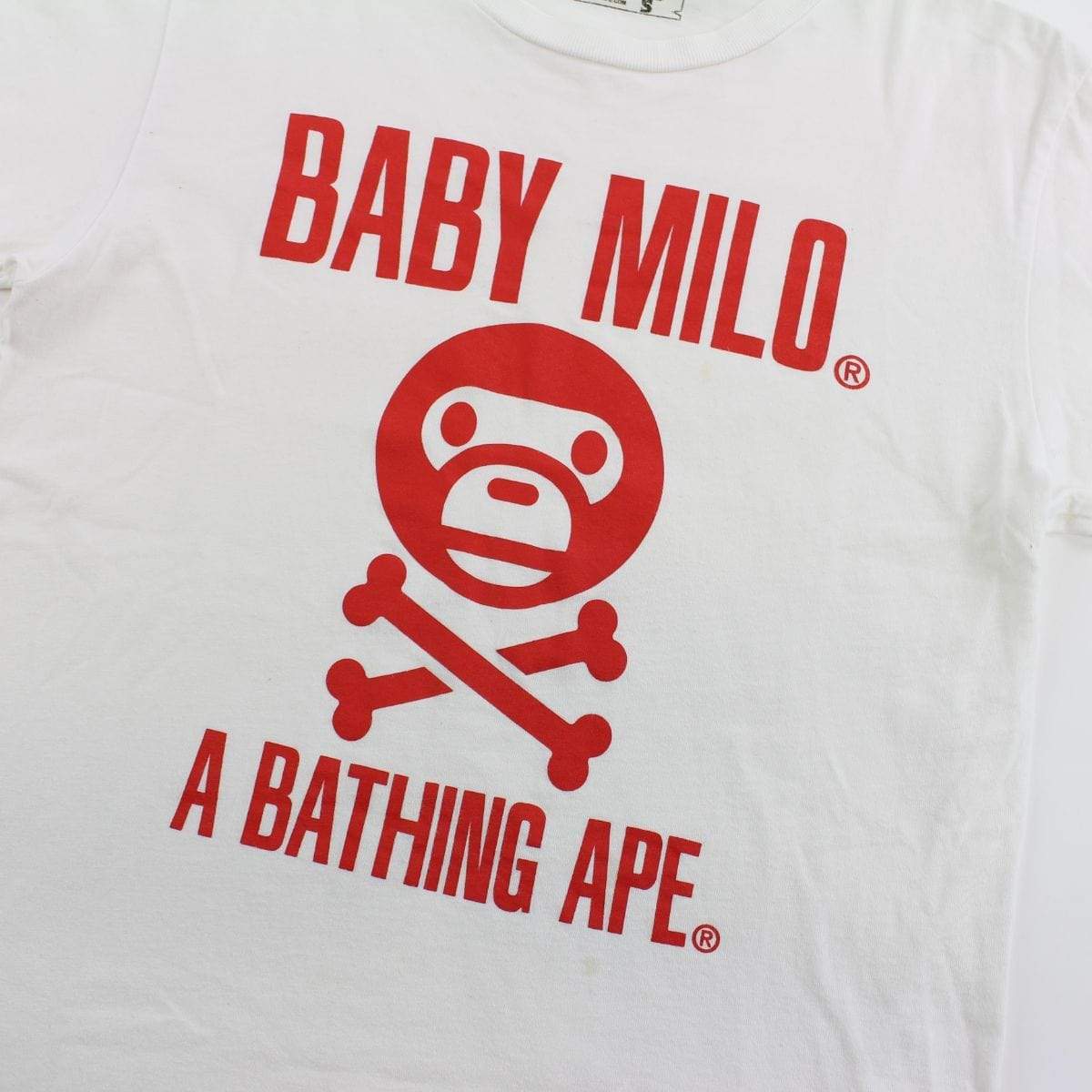 Bape Baby Milo Red Crossbones Tee White - SaruGeneral