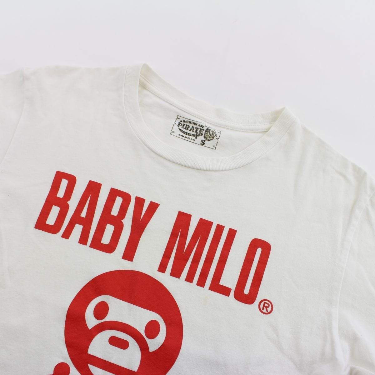 Bape Baby Milo Red Crossbones Tee White - SaruGeneral