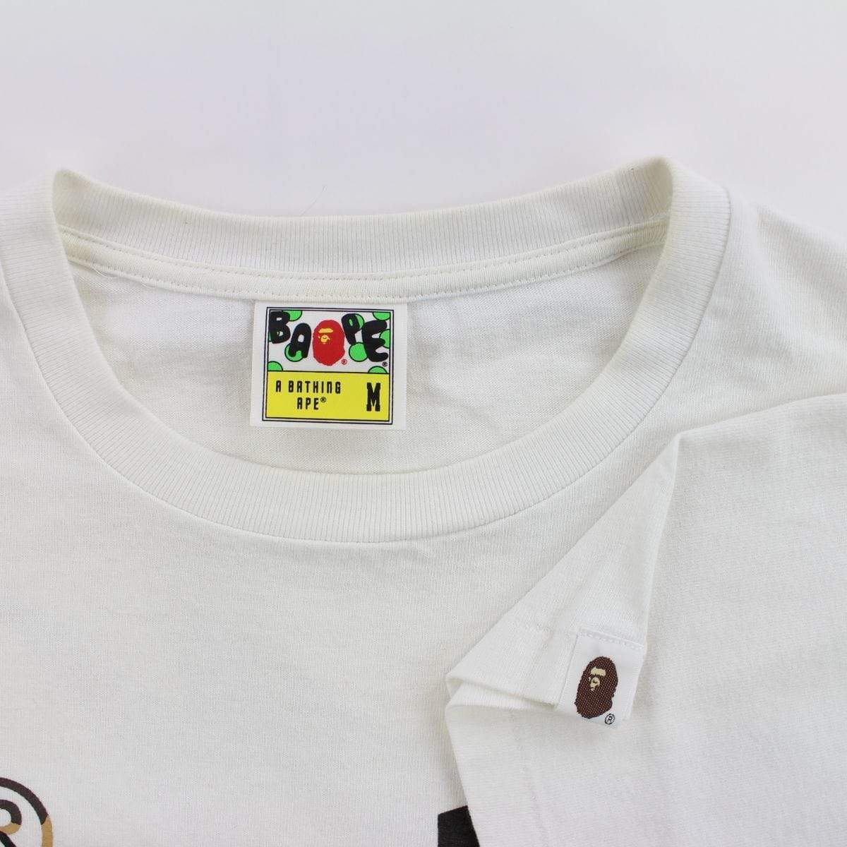 Bape 1st Yellow Camo Bapesta Logo Tee White - SaruGeneral