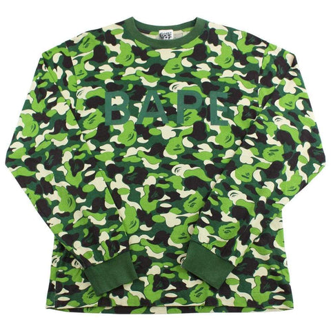 bape abc green camo text ls