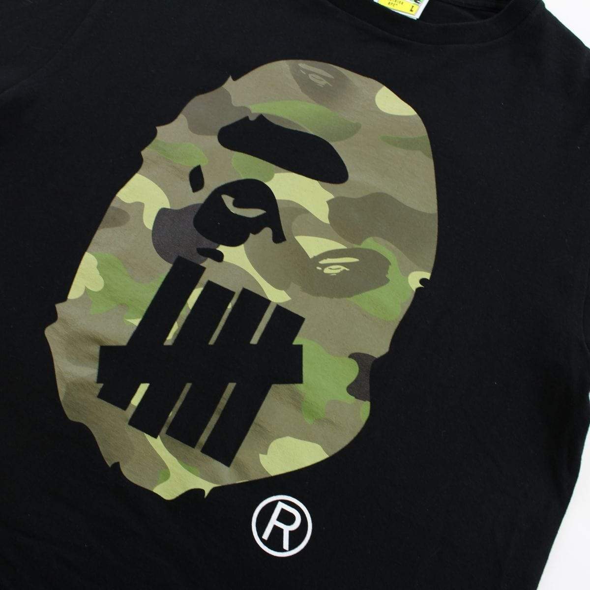 Bape x Undeafeated Green Camo Big Ape Logo Tee Black - SaruGeneral