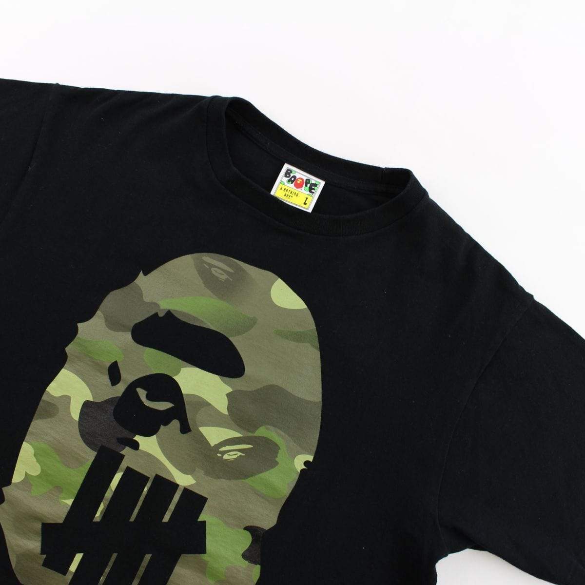 Bape x Undeafeated Green Camo Big Ape Logo Tee Black - SaruGeneral