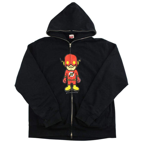 bape x dc comics flash full zip black