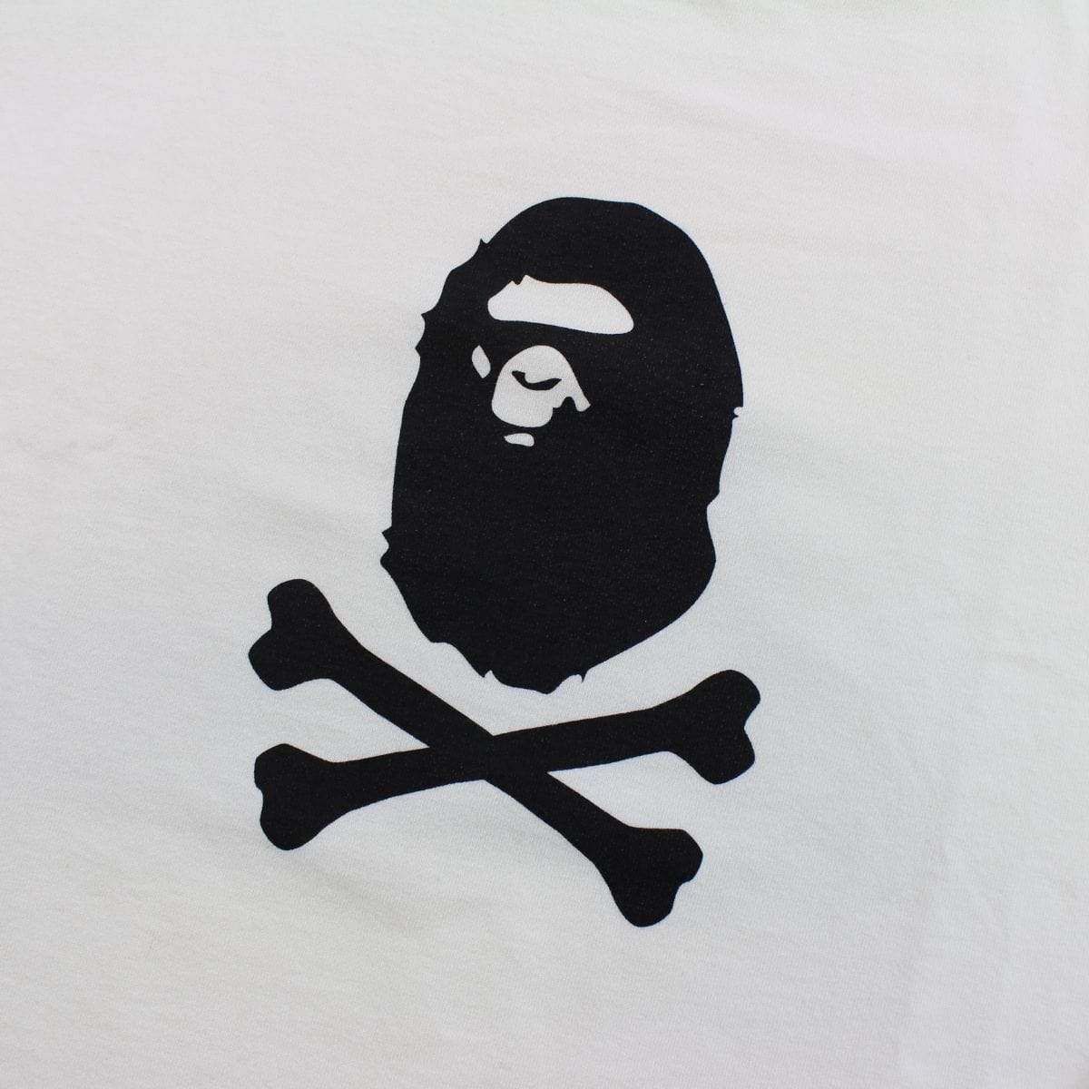 Bape Crossbones Big Ape Logo Tee LS White - SaruGeneral