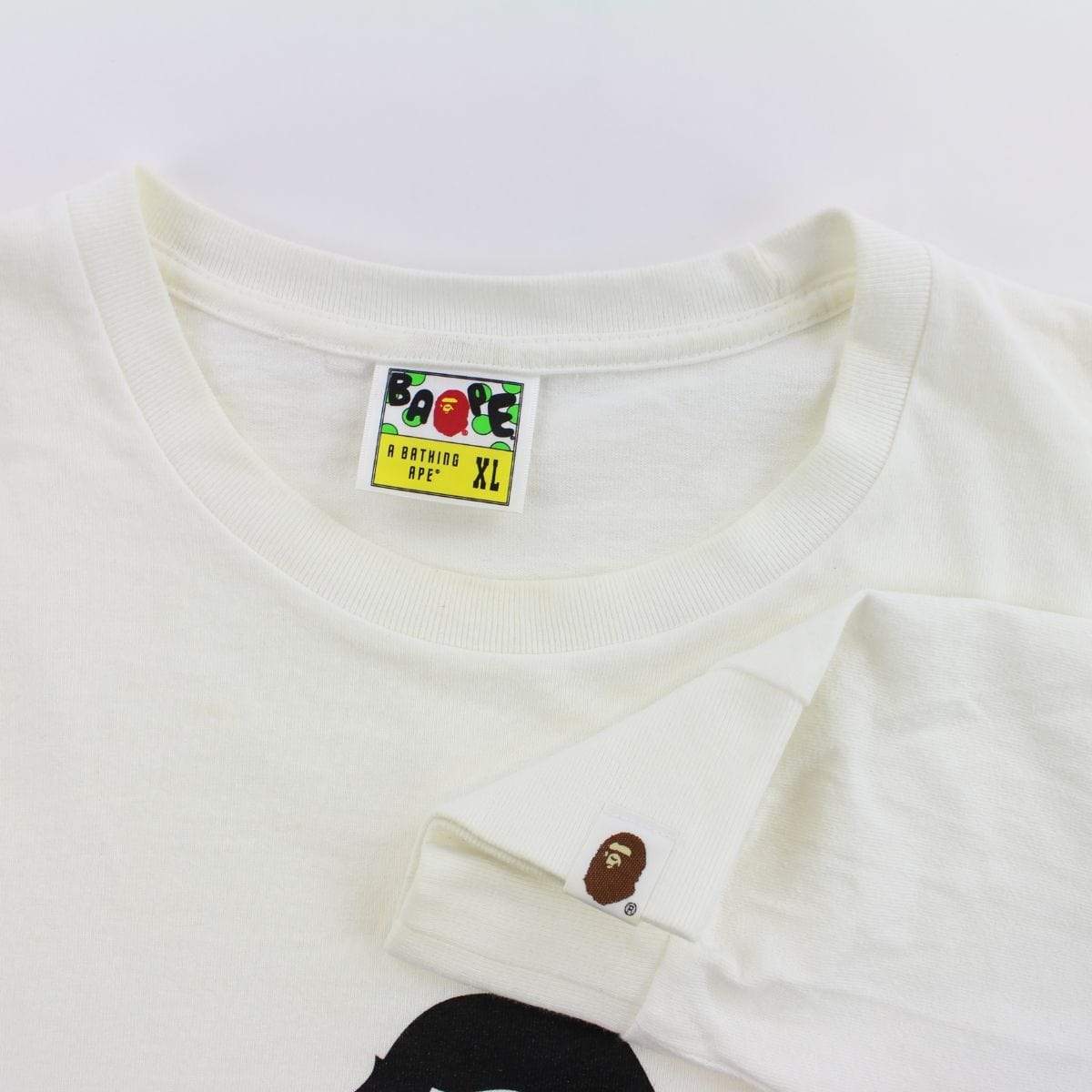 Bape Crossbones Big Ape Logo Tee LS White - SaruGeneral