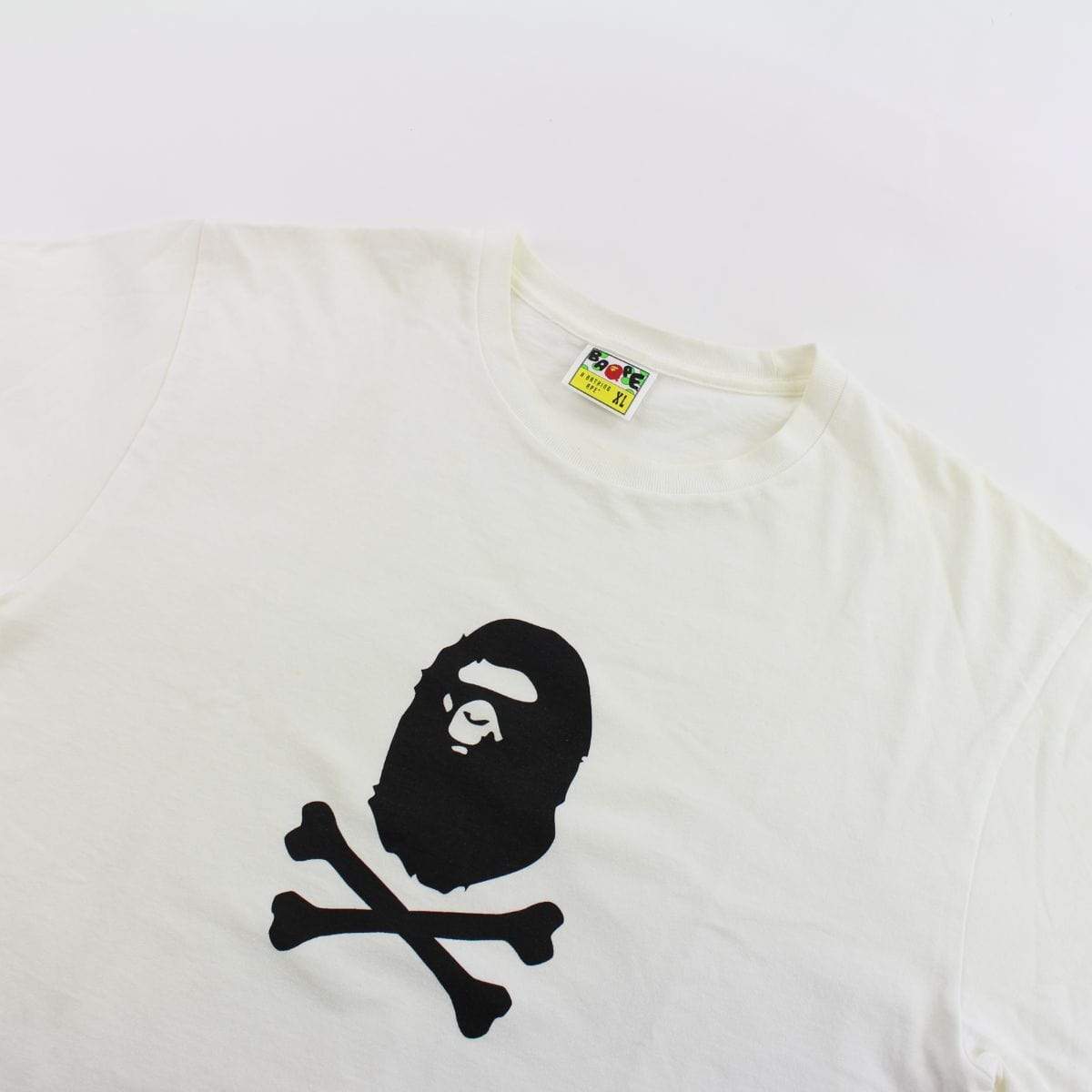 Bape Crossbones Big Ape Logo Tee LS White - SaruGeneral