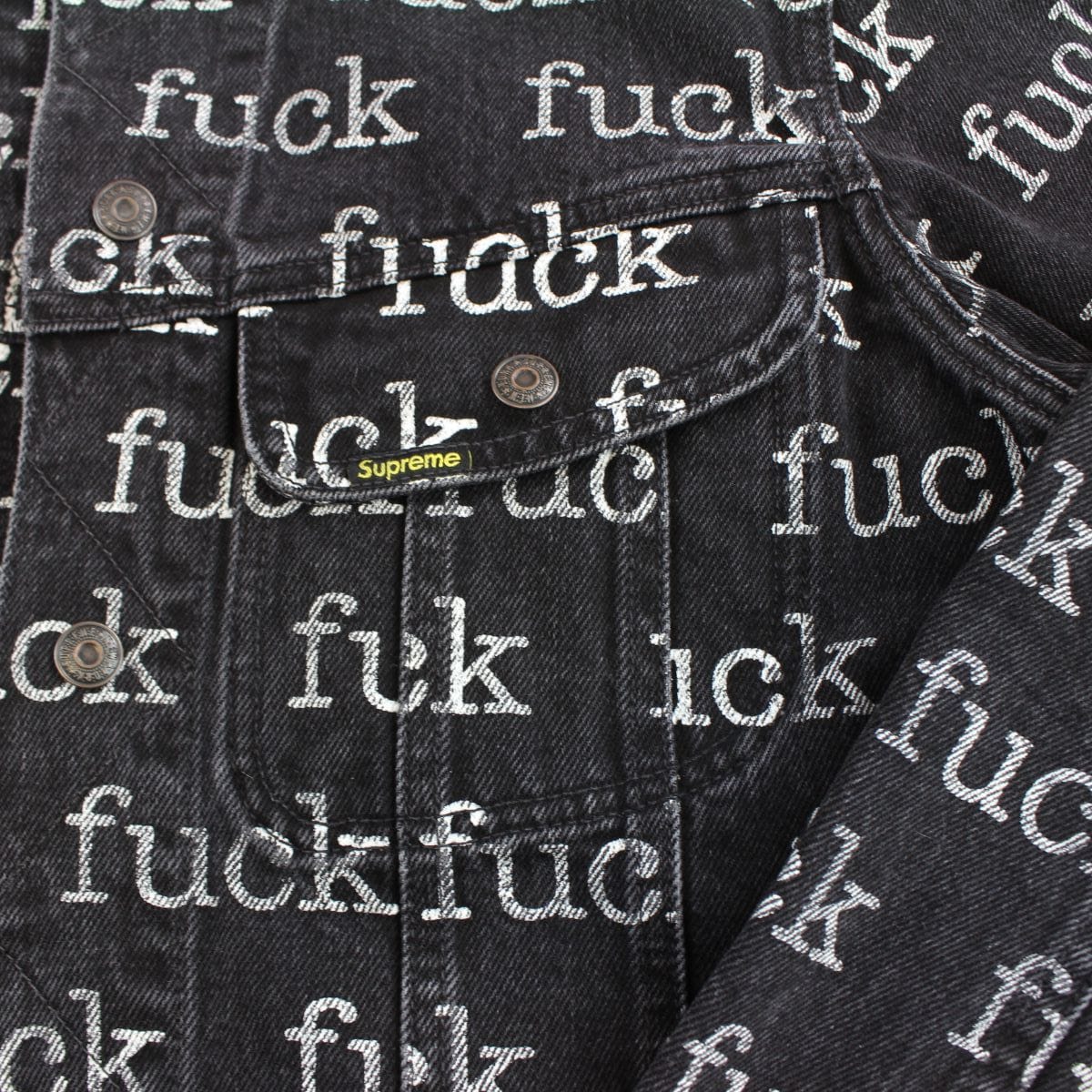 ジャケット・アウター Supreme fuck denim jacket 2013ss Supreme 2013 'Fuck' Trucker Denim Jacket - Black Outerwear