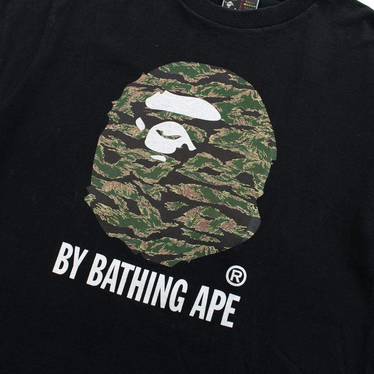 Bape Green Tiger Camo Big Ape Logo Tee Black - SaruGeneral