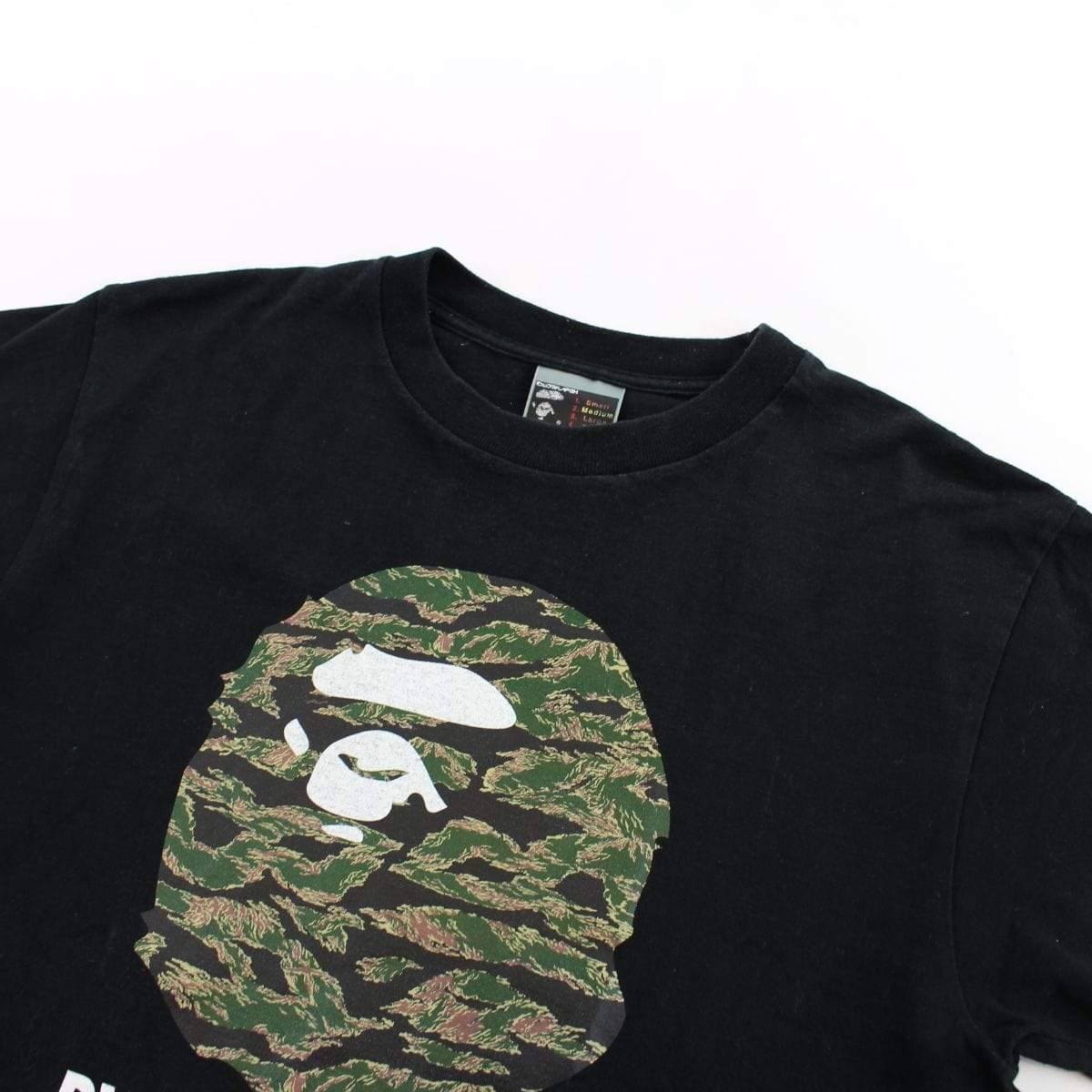 Bape Green Tiger Camo Big Ape Logo Tee Black - SaruGeneral