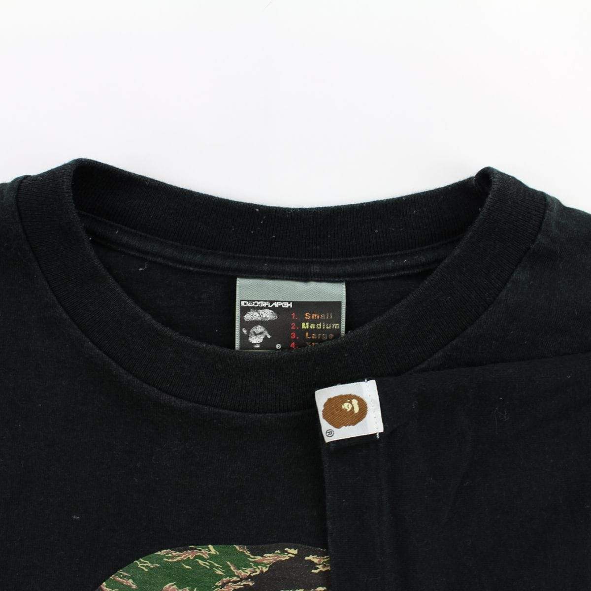 Bape Green Tiger Camo Big Ape Logo Tee Black - SaruGeneral