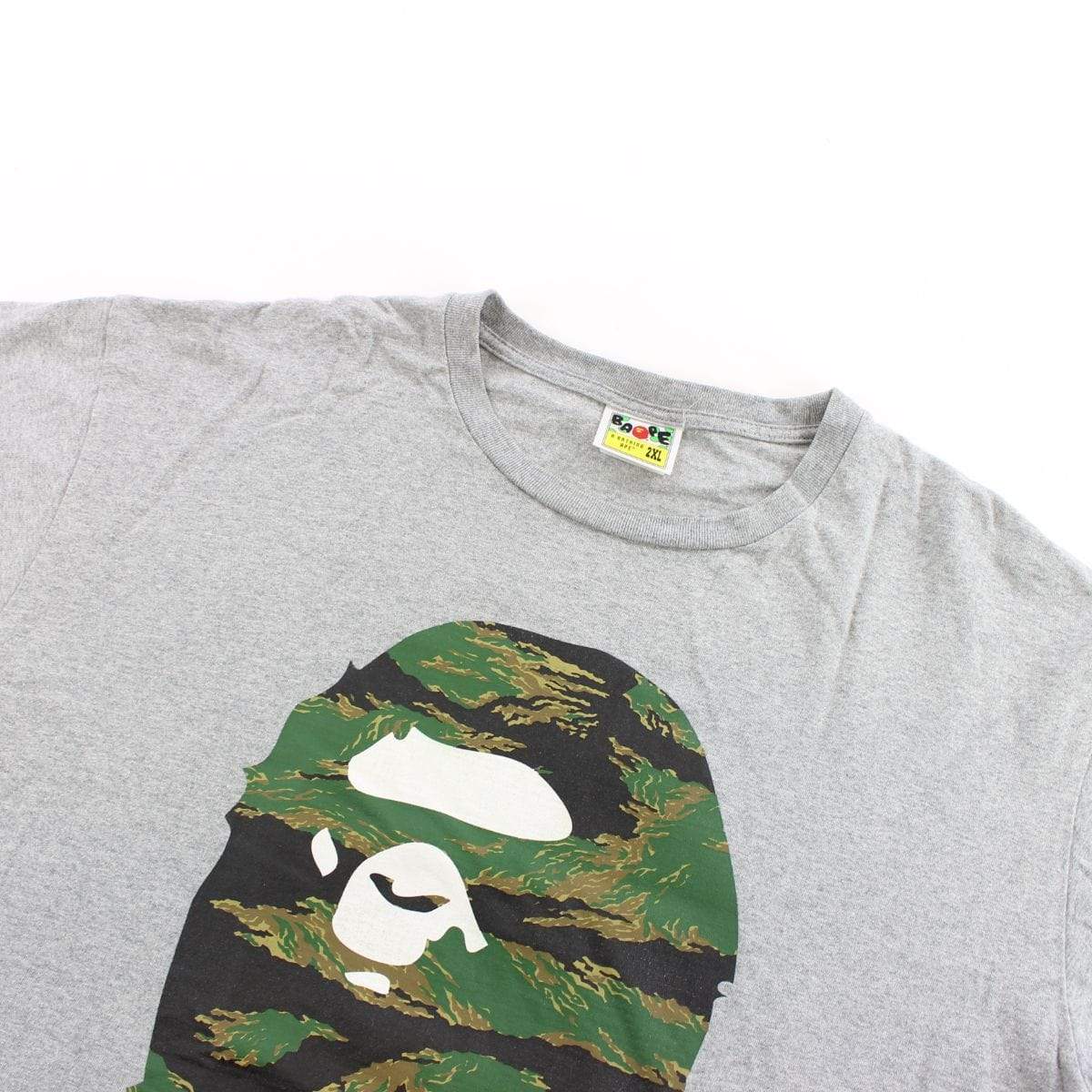 Bape Green Tiger Camo Big Ape Logo Tee Grey - SaruGeneral