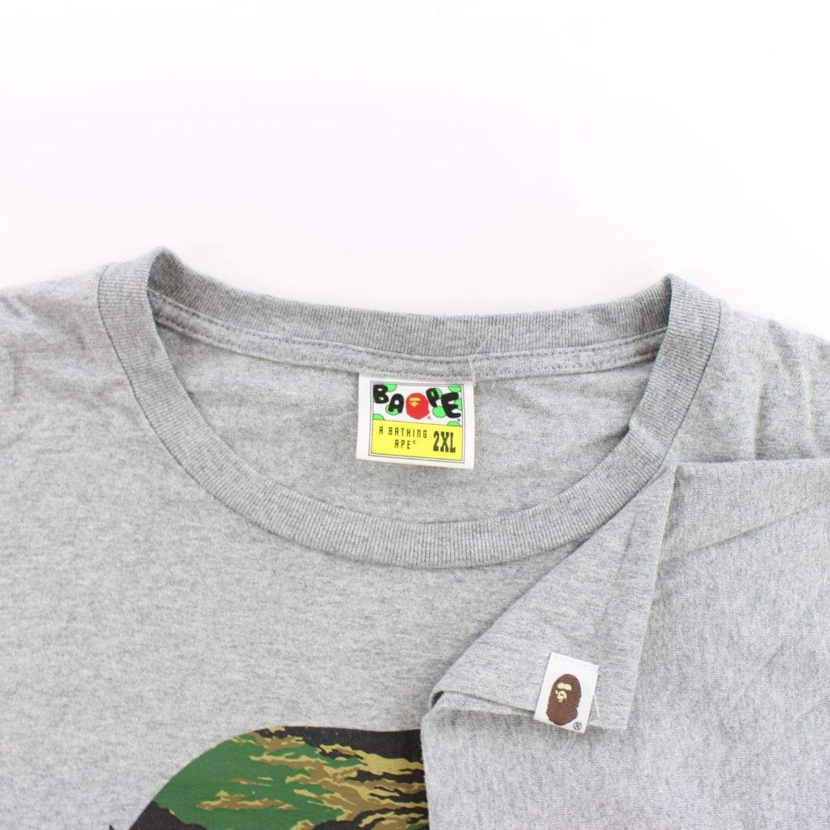 Bape Green Tiger Camo Big Ape Logo Tee Grey - SaruGeneral