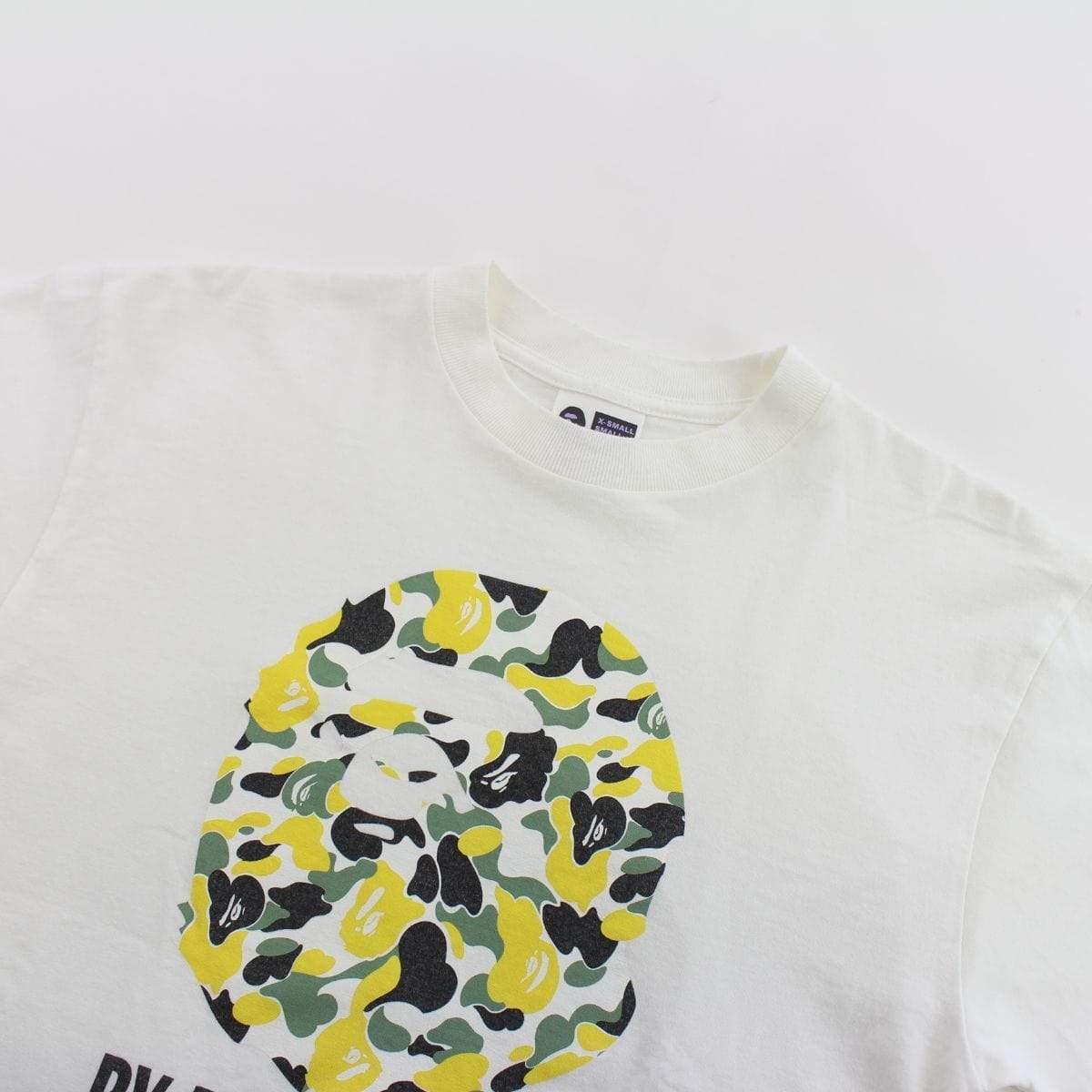 Bape Osaka Yellow Camo Big Ape Logo Tee White - SaruGeneral