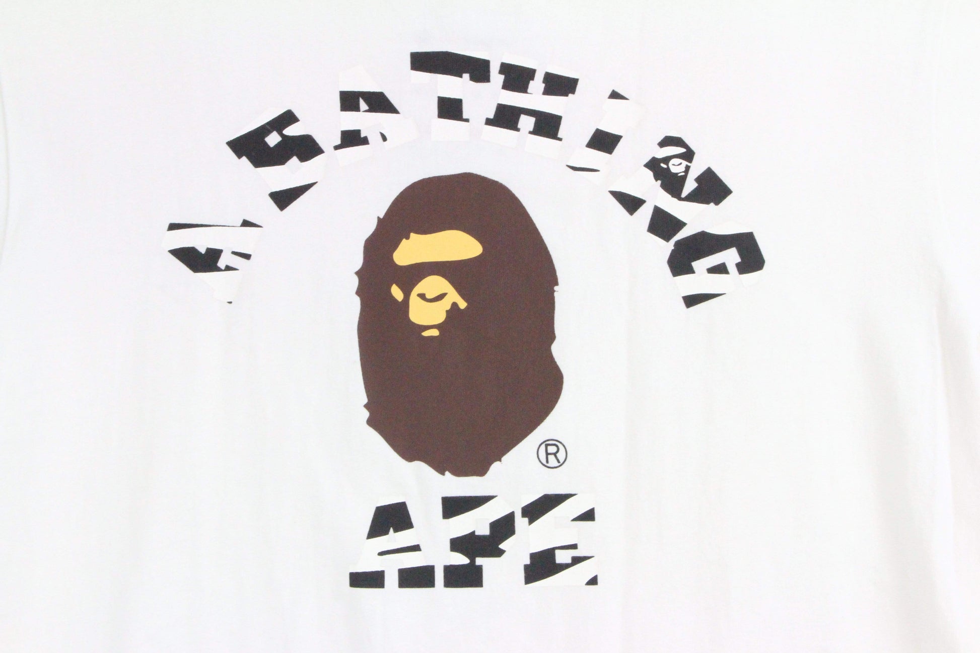 Bape Zebra Print College Logo Tee White - SaruGeneral