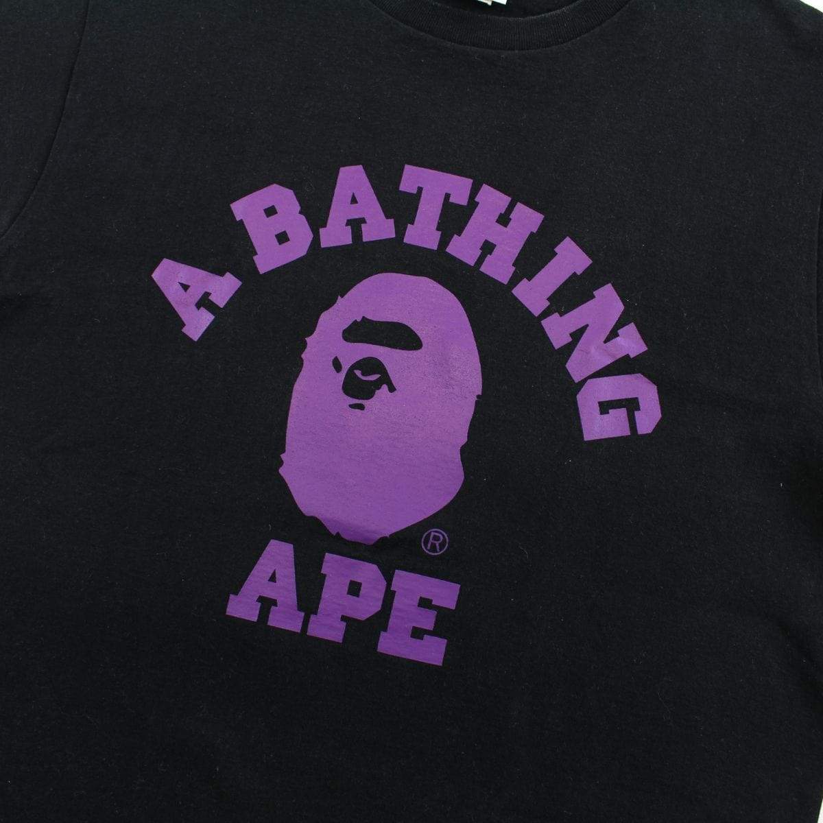 Bape Purple College Logo Tee Black - SaruGeneral