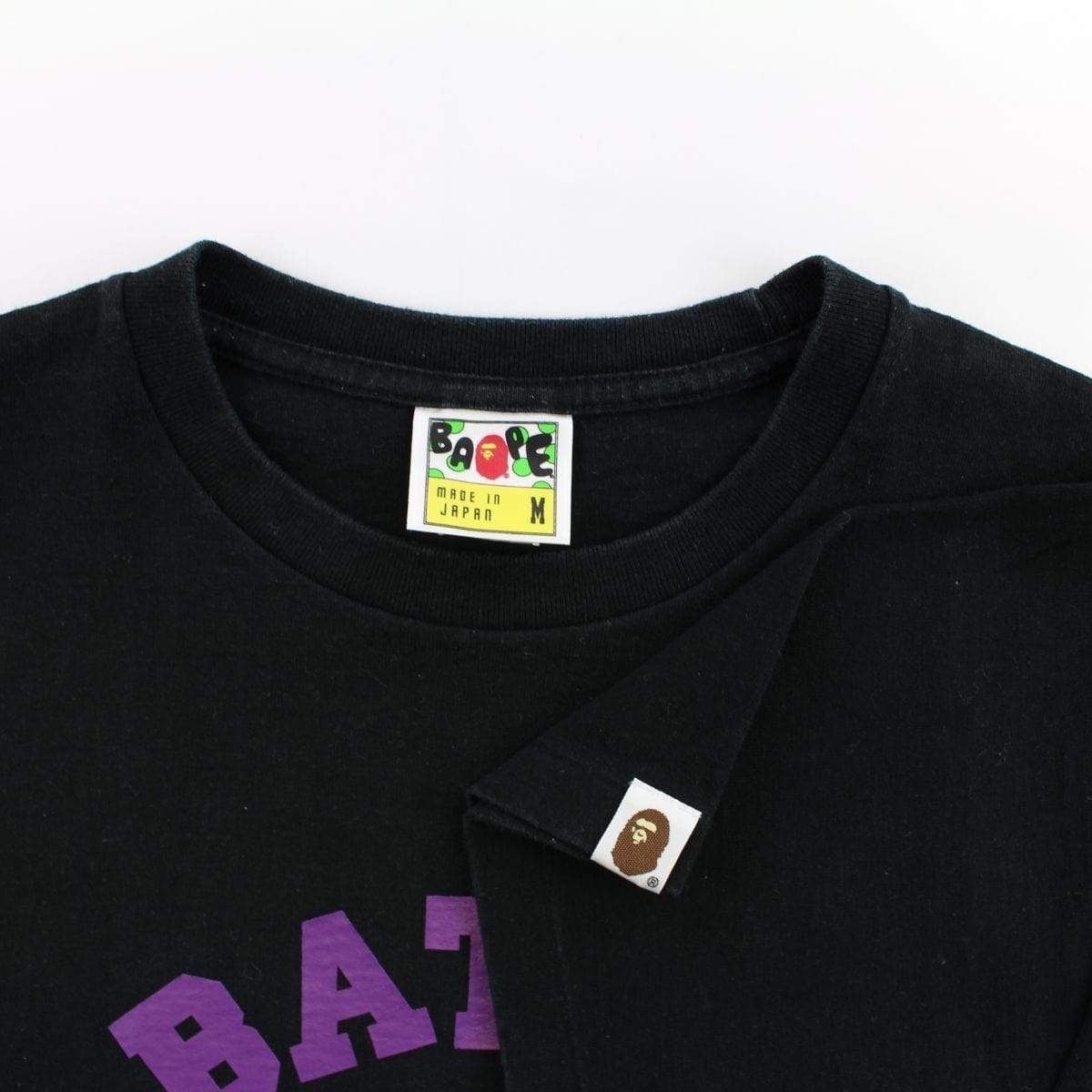 Bape Purple College Logo Tee Black - SaruGeneral