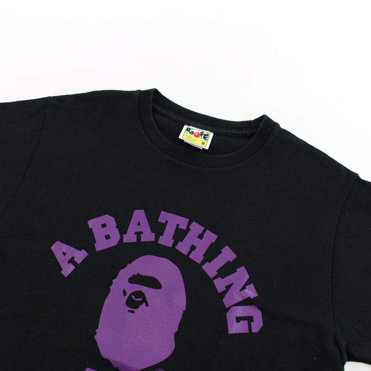 Bape Purple College Logo Tee Black - SaruGeneral