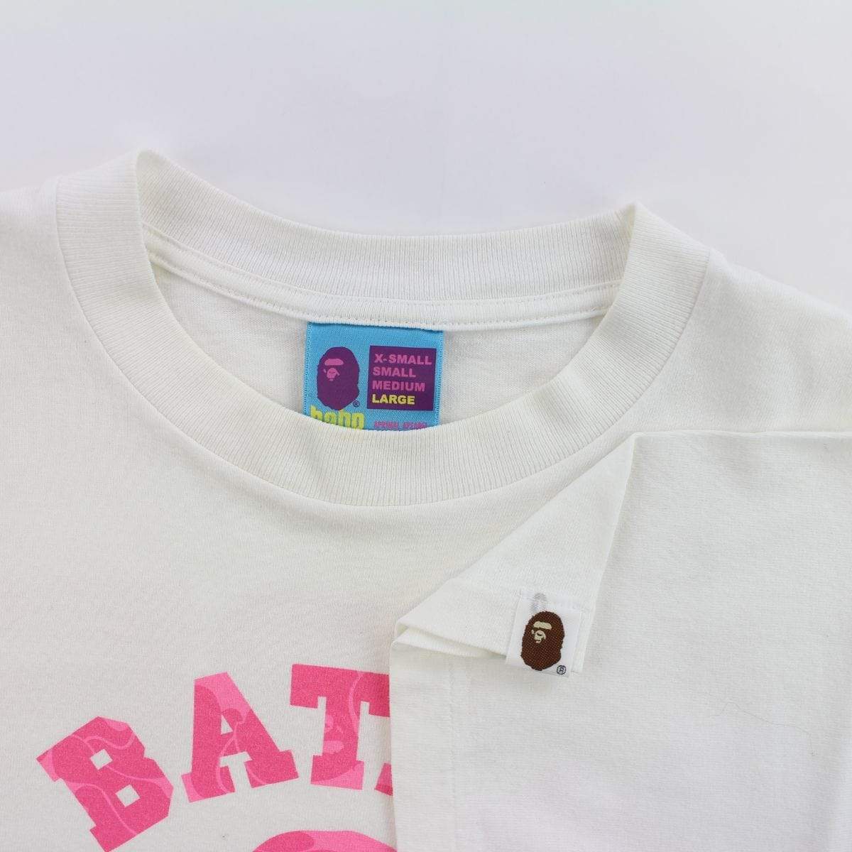 Bape Pink Camo College Logo Tee White - SaruGeneral