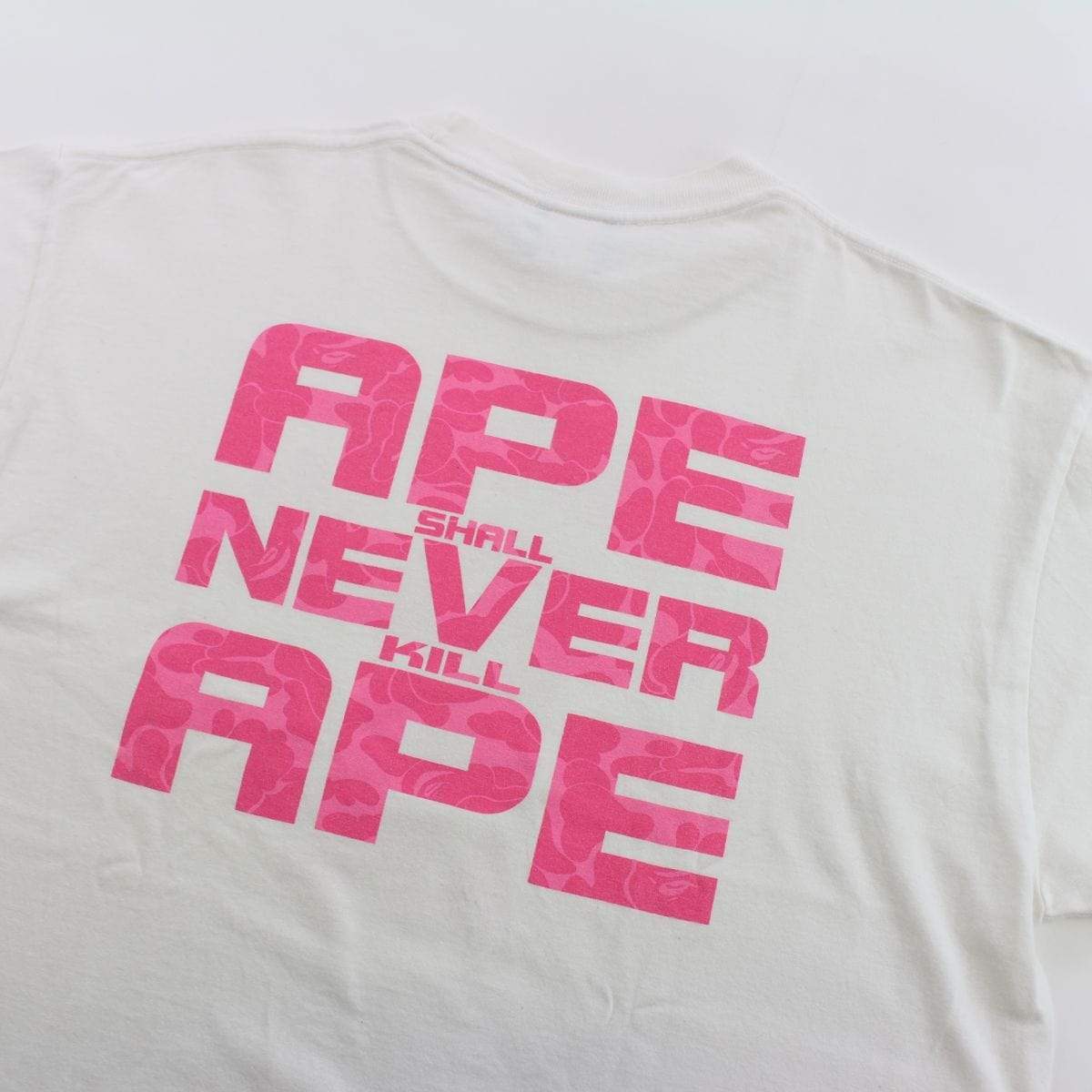 Bape Pink Camo College Logo Tee White - SaruGeneral