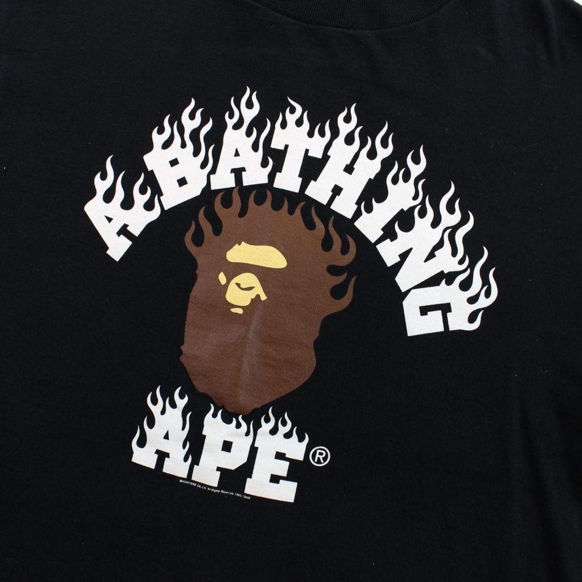 Bape Original Flame College Logo Tee Black - SaruGeneral