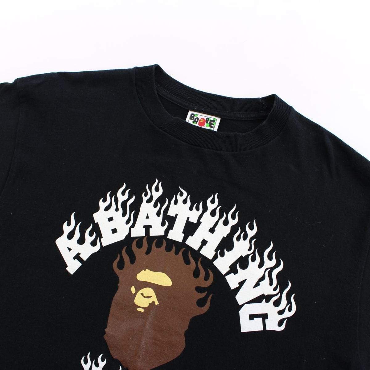 Bape Original Flame College Logo Tee Black - SaruGeneral