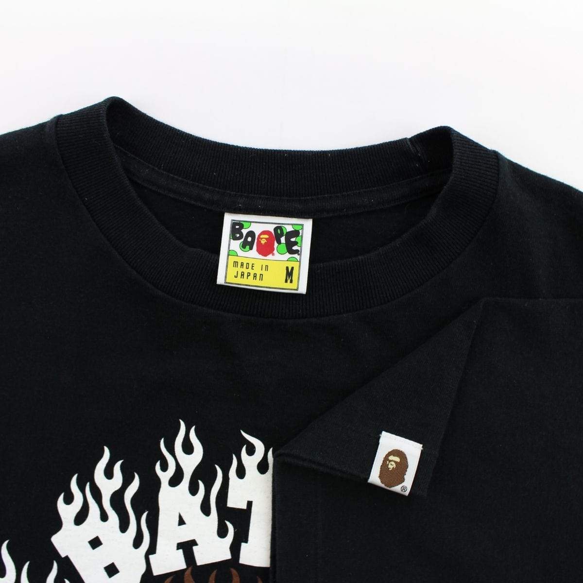 Bape Original Flame College Logo Tee Black - SaruGeneral