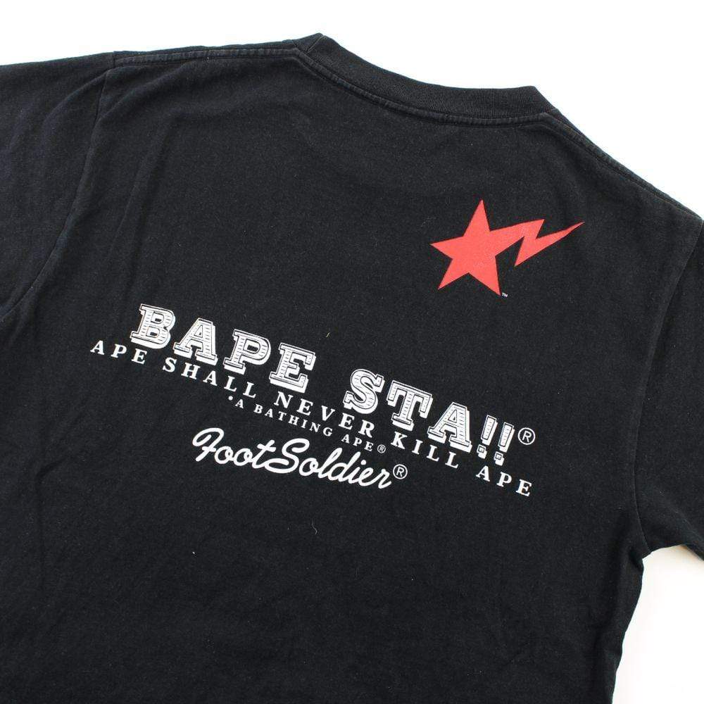 Bape White Red Bapesta College Logo Tee Black - SaruGeneral