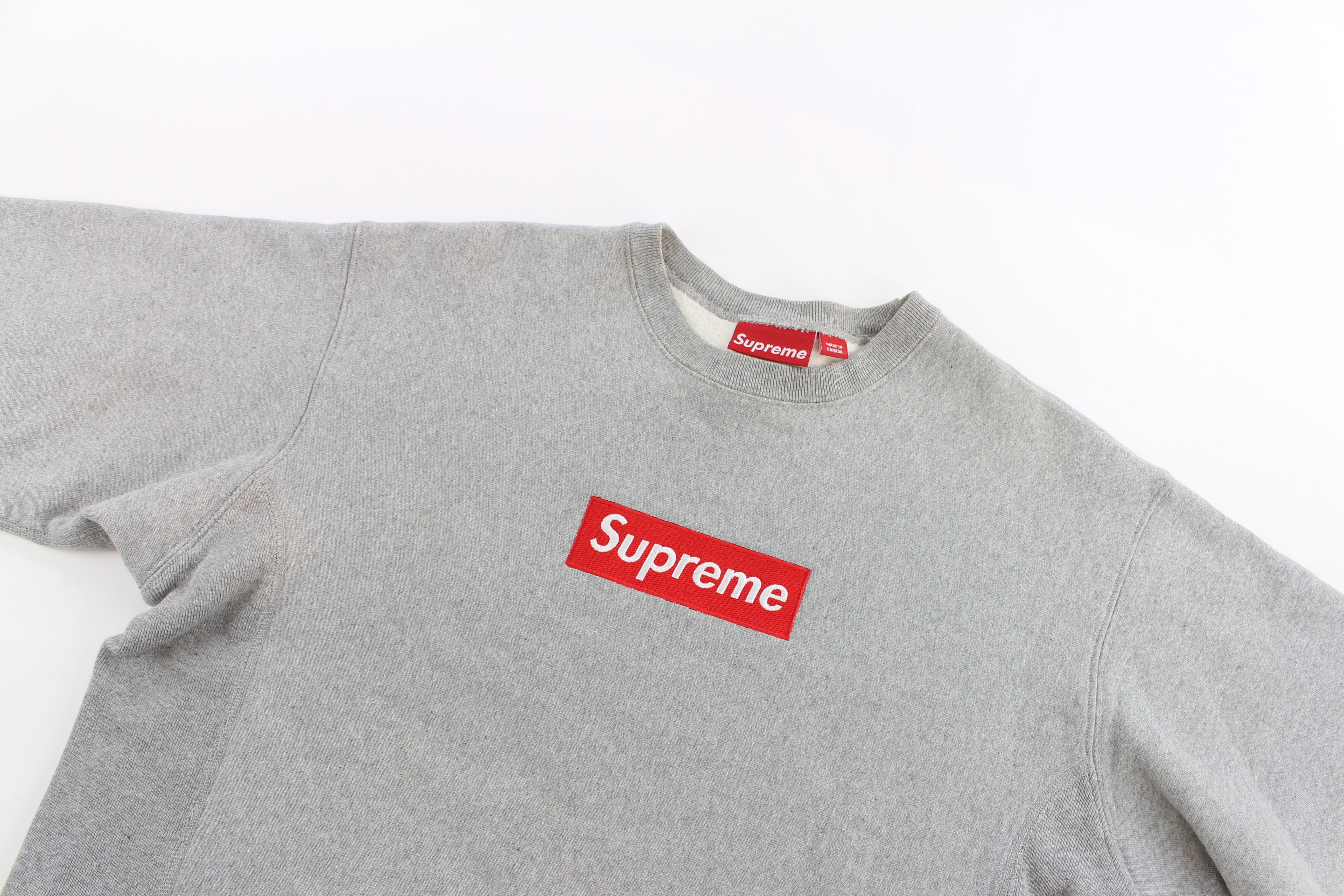 Supreme Red Box Logo Crewneck Grey – SARUGENERAL