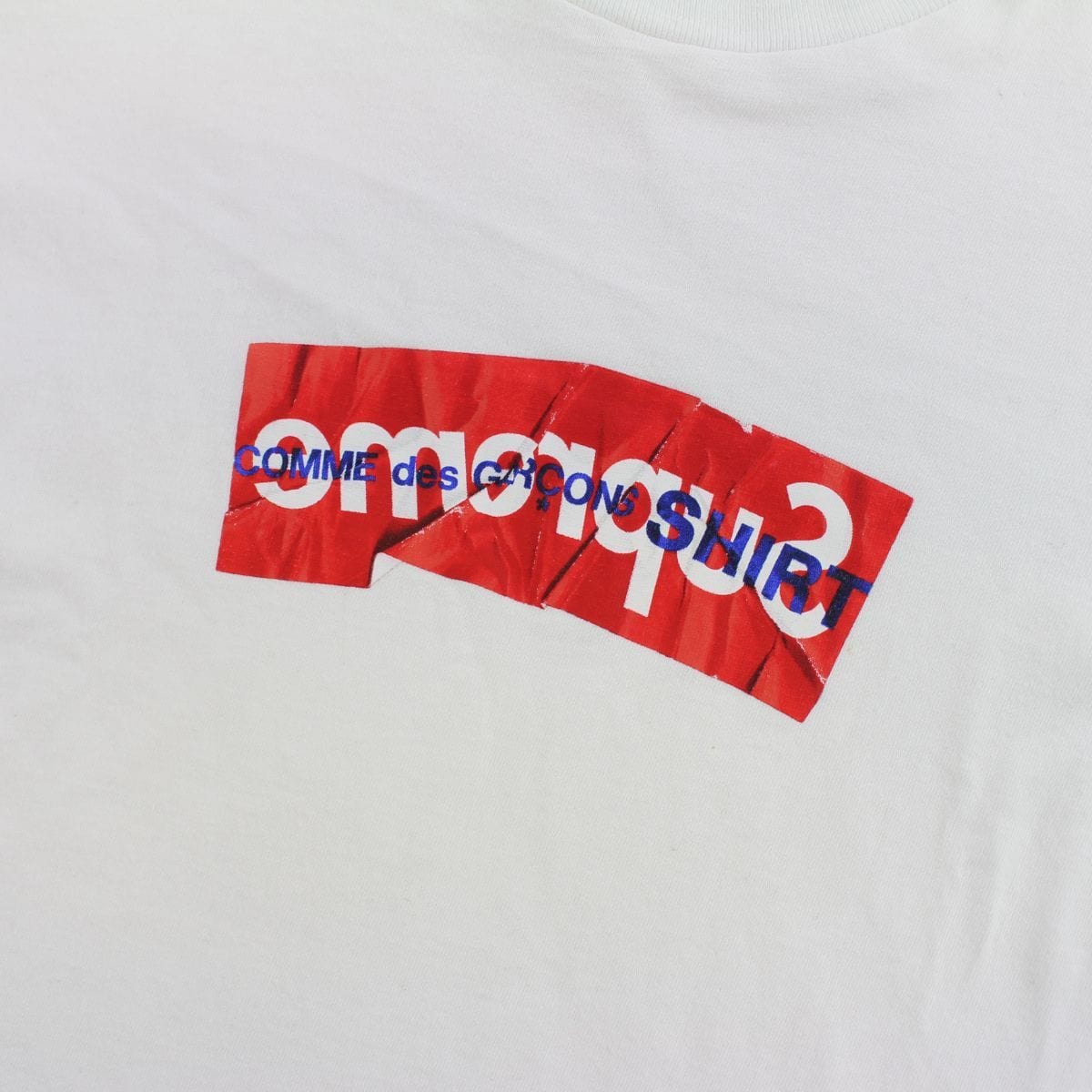 Supreme CDG Crinkle Box Logo Tee White – SARUGENERAL