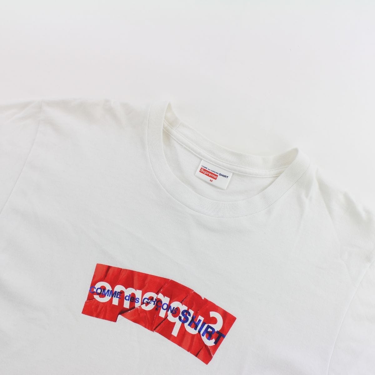 Supreme CDG Crinkle Box Logo Tee White – SARUGENERAL