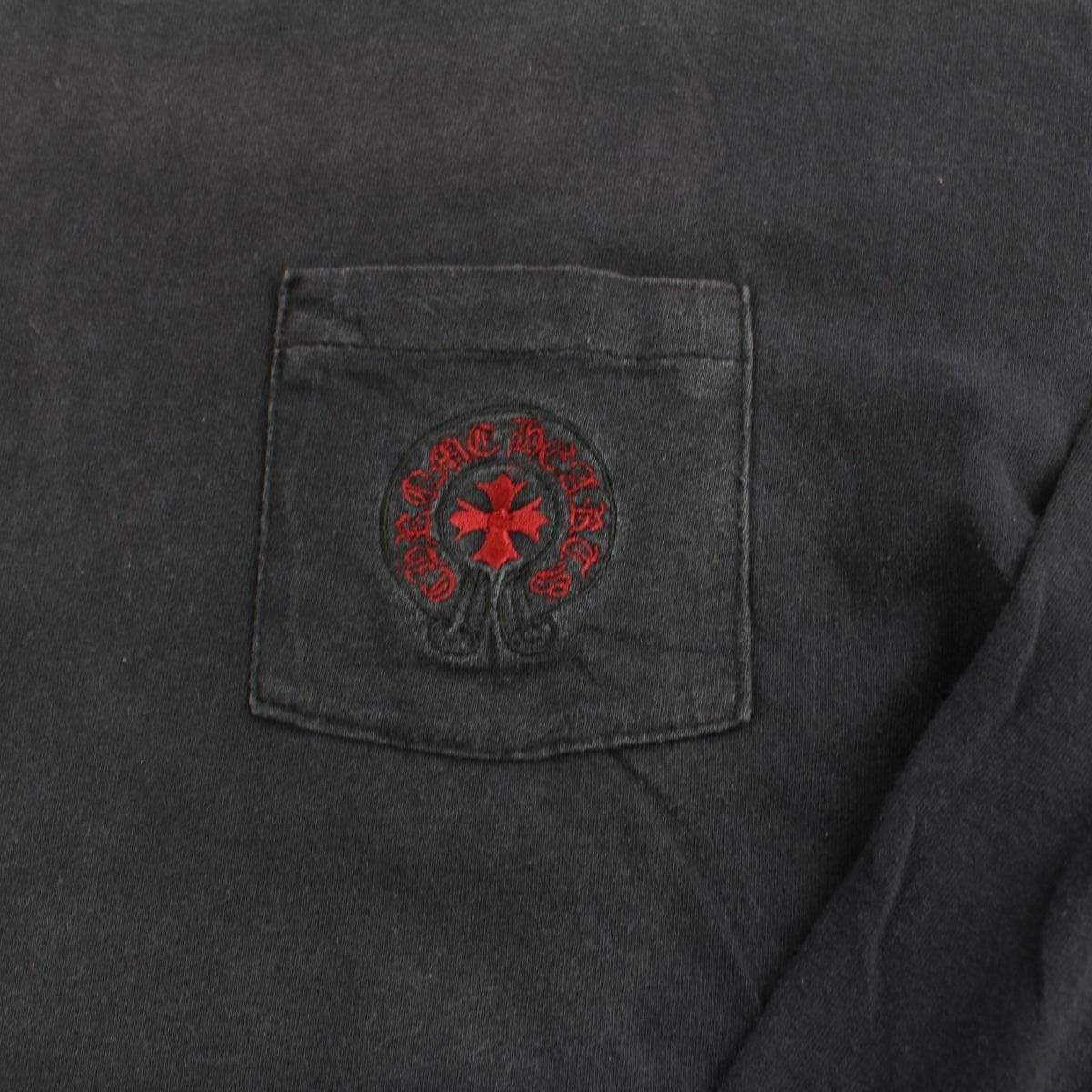 chrome hearts stitched red pocket logo ls black - SaruGeneral