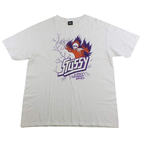 stussy cursed teenagers lightening tee white