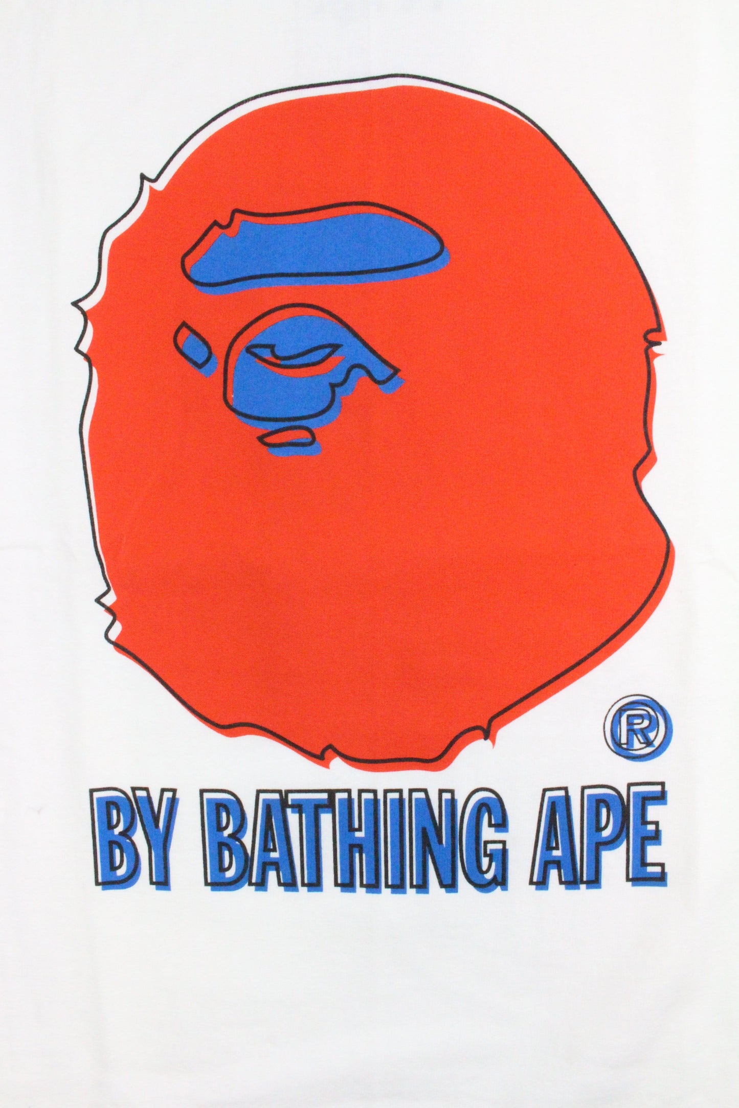Bape Blue & Red Overlay Big Ape logo Tee White - SaruGeneral