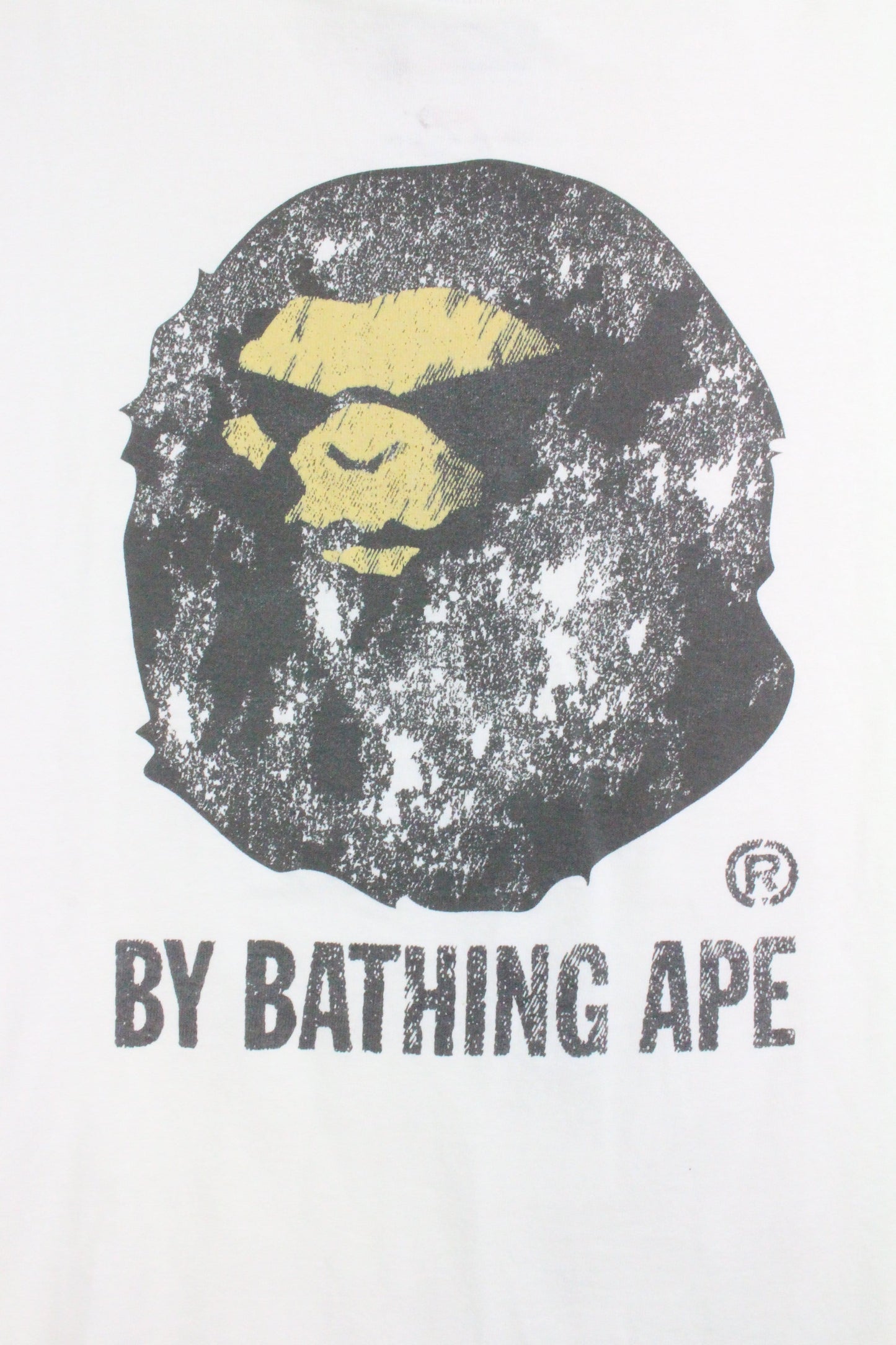 Bape Distressed Big Ape Angry Face Logo Tee White - SaruGeneral