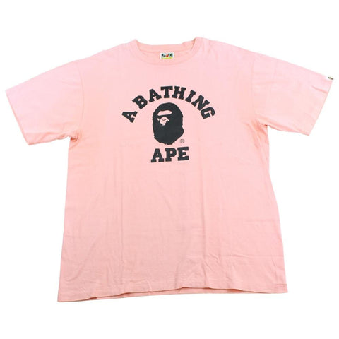 Bape Black College Logo Tee Pink