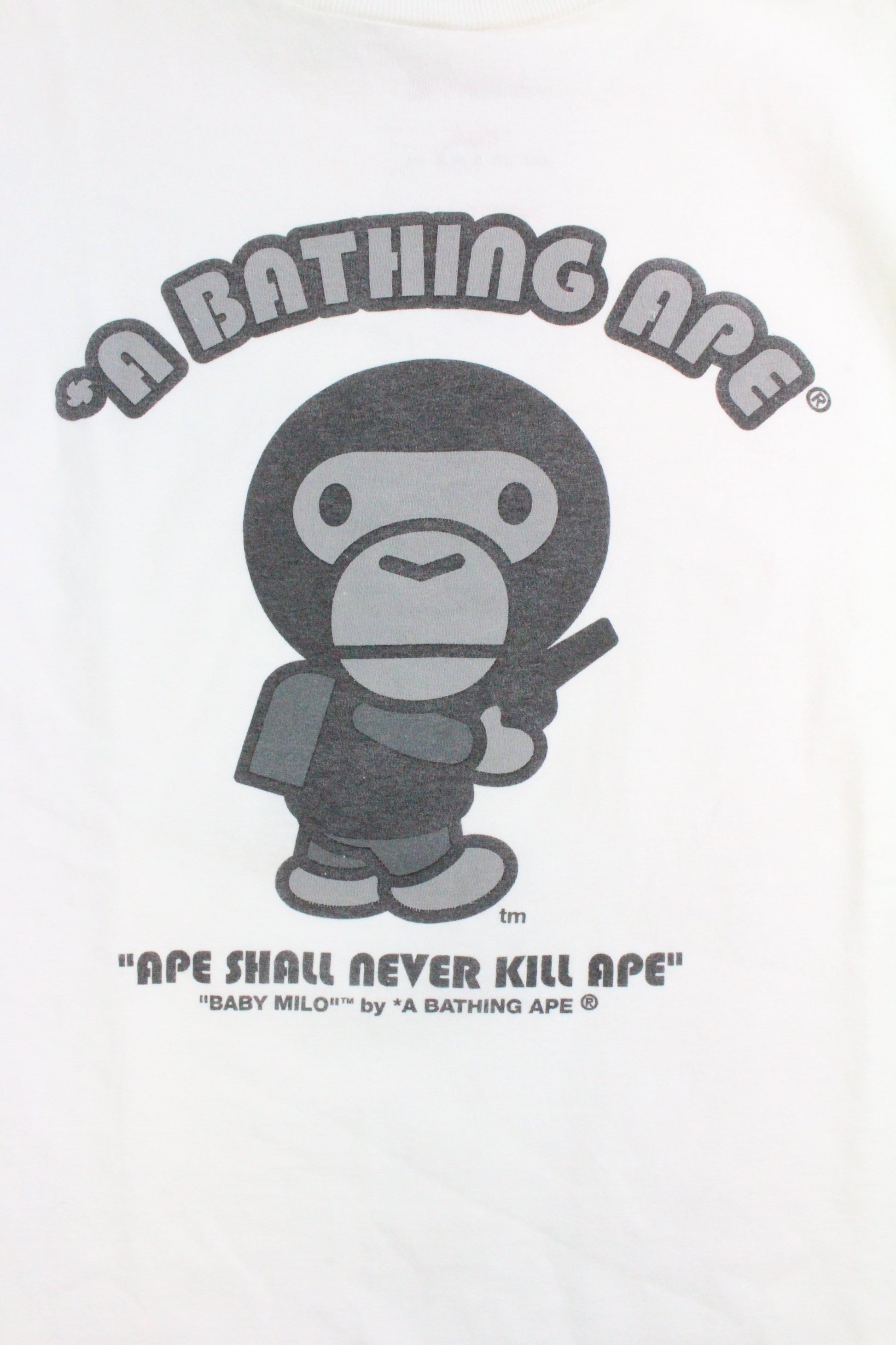 Bape Baby Milo Generals Gun LS White - SaruGeneral