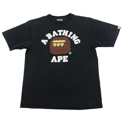 Bape Triple Ape Head College Logo Tee Black