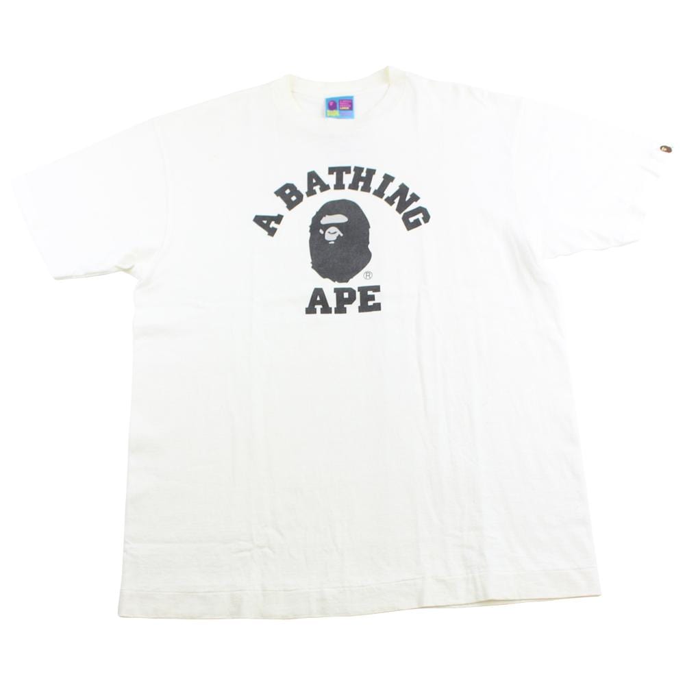 Bape Black College Logo Tee White - SARUUK